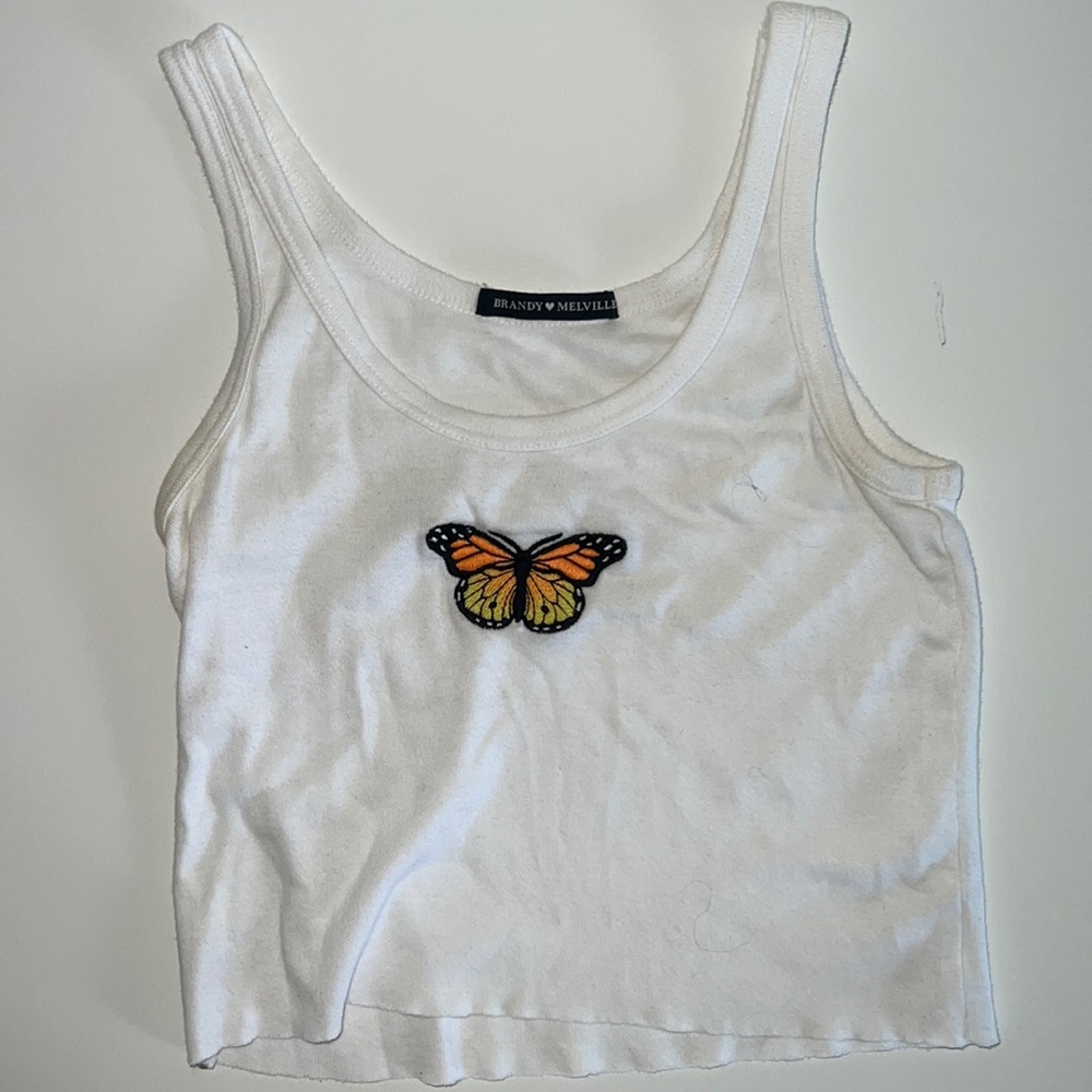 Brandt Melville cropped tank top with butterfly.